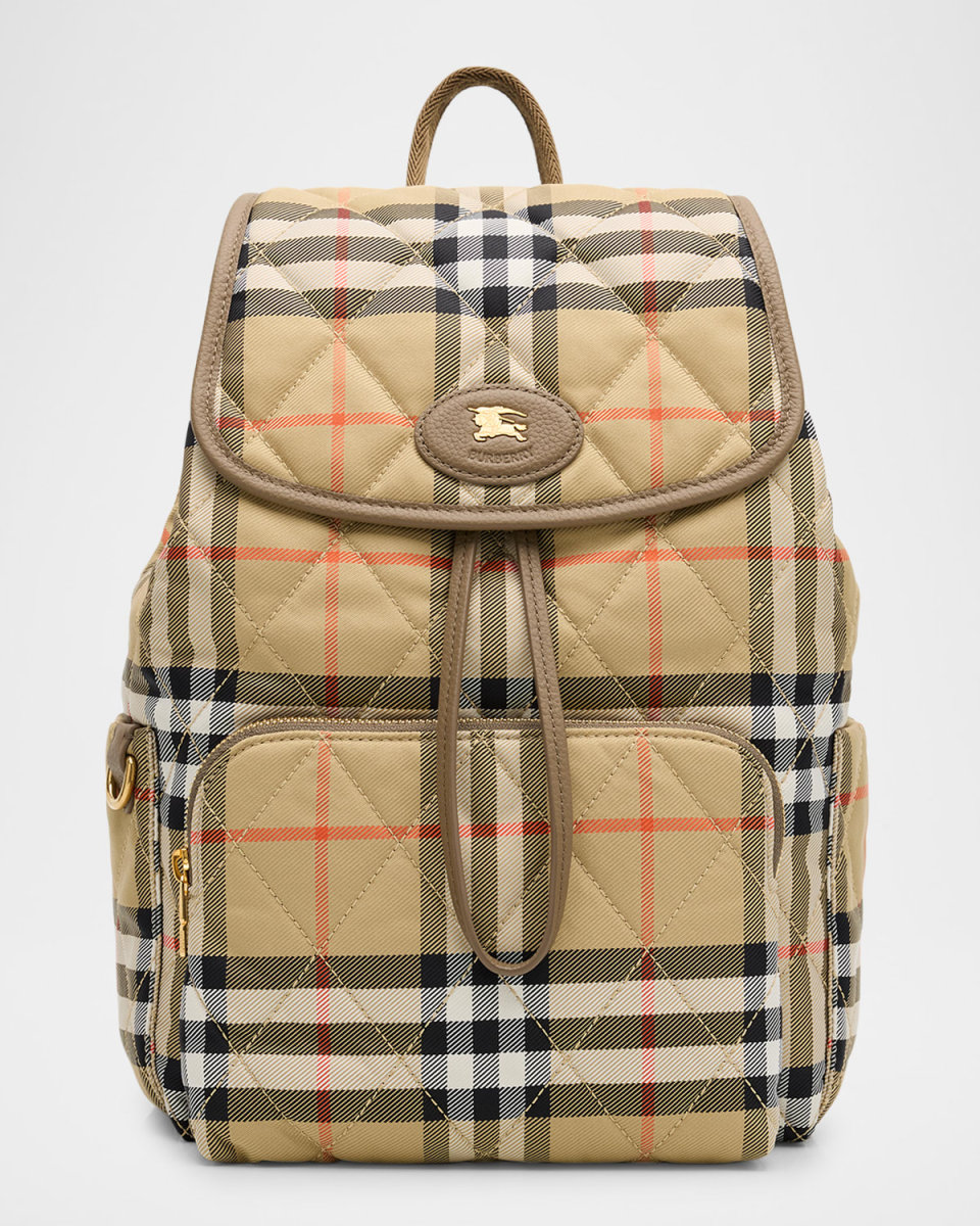 Horseshoe Quilted Check Nylon Backpack